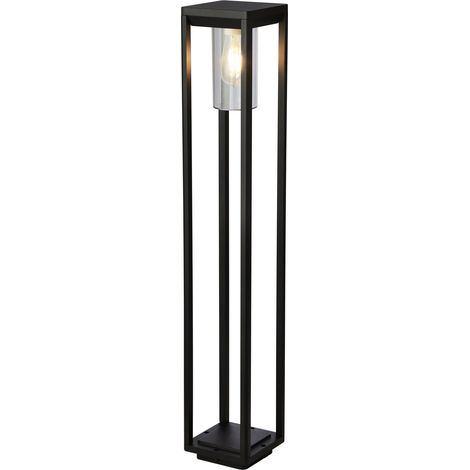 Borne Extérieure ATLANTA 1L Alu noir et polycarbonate clair E27 max 60w Haut 90cm (1/5)