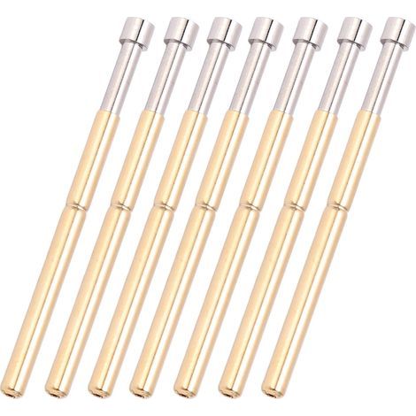 100 Stück Pogo-Pin-Federprüfstifte, konkave Kopfform, Federprüfspitze, Messingmaterial, 2,02 mm/0,1 Zoll Rohrdurchmesser, 33,35 mm/1,3 Zoll Leiterplattenprüfstifte (1/5)