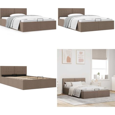 Stauraumbett Hydraulisch Taupe Stoff 140×200 cm - Doppelbett - Bettrahmen - Stauraumbett - Boxspringbetten - Schlafraum - Home & Living (1/5)