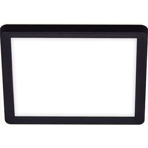 Plafonnier à LED à lumière indirecte, plat, couleur de lumière blanc neutre, lampe à LED, plafonnier à LED, lampe de salon, éclairage de plafond, 19x19x2,8 cm, noir (1/5)