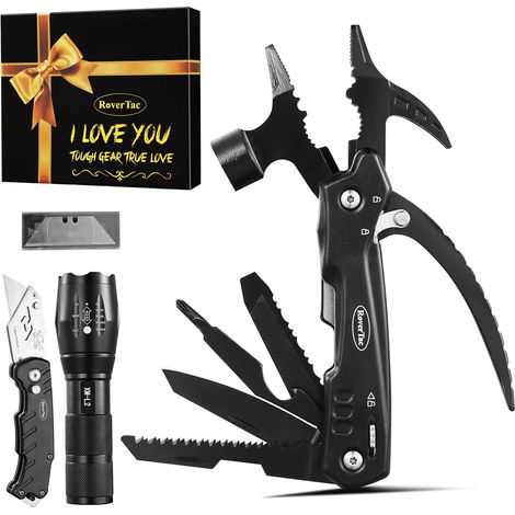 Coffret cadeau multitools – Marteau multifonction 12 en 1, lampe torche LED, couteau utilitaire dans un coffret cadeau « I LOVE YOU » – Cadeau pour mari, petit ami, lui, les hommes (1/5)