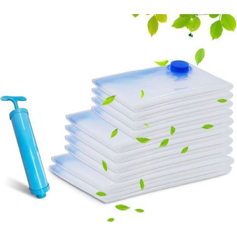 10er-Pack Vakuumbeutel zur Aufbewahrung von Kleidung (100 x 70 / 80 x 60 / 60 x 40 cm), inklusive Pumpe, kompakte Kompression und Aufbewahrung (1/5)