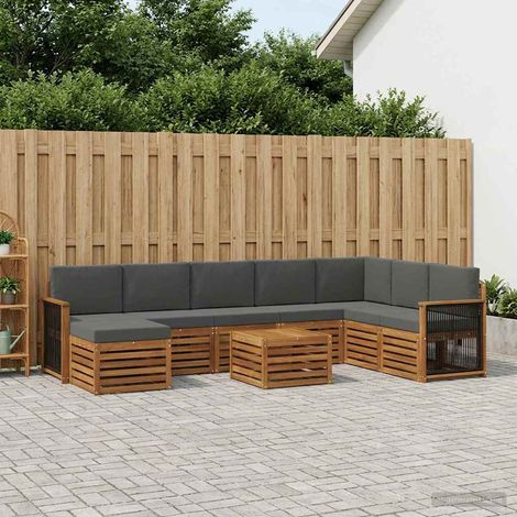 vidaXL Outdoor-Sofagarnitur mit Kissen 7 pcs Natur und Anthrazit (1/5)
