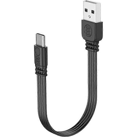 Câble plat souple USB mâle vers USB-C mâle, droit ou coudé à 90°, charge et données, T1 (1/5)