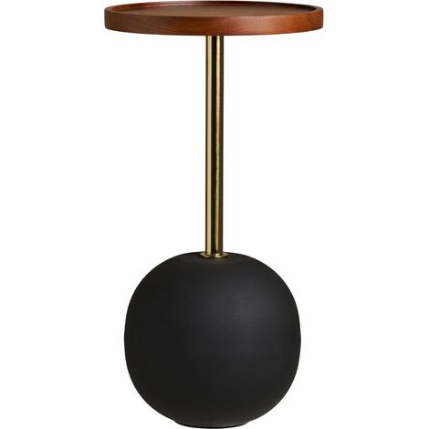 Bout de canapé Ø30cm plateau en manguier pied en métal - BILBOKET (1/5)