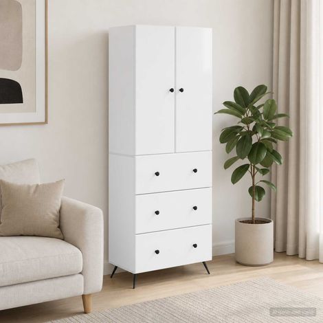 vidaXL Schrankset 2 pcs Hochglanz Weiß 66 x 34,5 x 90 cm Holzwerkstoff (1/5)