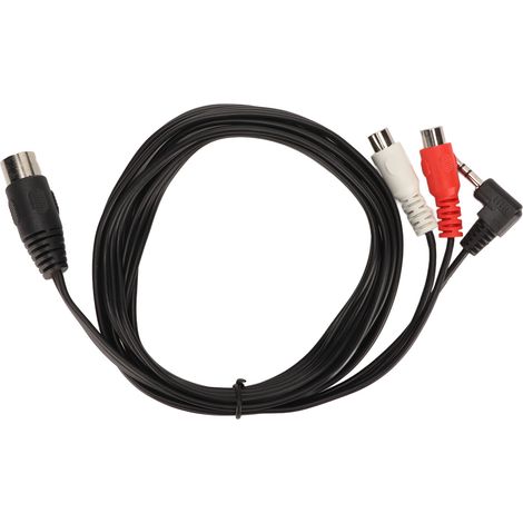 Câble audio stéréo Plug and Play avec prise DIN 5 broches mâle vers 2 RCA femelles et prise jack 3,5 mm pour enceintes et équipements Hi-Fi. (1/4)