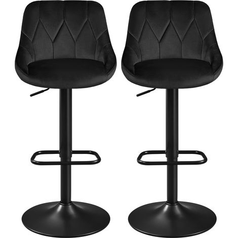 Homevive Juego de 2 Taburetes Altos de Bar de Terciopelo Sillas Giratorias con Altura Ajustable y Reposapiés para Cocina Negro (1/5)
