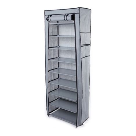Rangement Armoire étagères à Chaussures 10 Couches Meubles à Chaussures avec Housse gris (1/5)