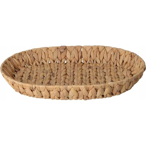 Cesta ovalada tejida de 32x40x6cm, color beige natural.