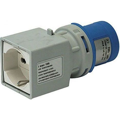 Brennenstuhl Adattatore Presa Industriale Brennenstuhl 1081560, Adattatore Industriale CEE 3 poli 16 A/230 V IP20, Spina CEE, Presa Universale (IT 10/16A + Schuko), Grigio/Blu (1/7)