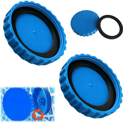 Bouchons d’hivernage pour Piscine Hors‑Sol, kit Fermeture Hiver, 2 Bouchons avec Joints d’étanchéité, raccord fileté intérieur 83 mm, Accessoires d’hivernage de Piscine (1/5)