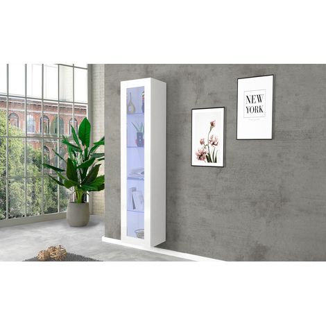 Vitrine moderne blanc laqué brillant Maroussia (1/4)