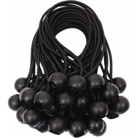 Tendeur de bâche avec boule élastique, corde en caoutchouc élastique, convient pour bannières, bâches, tonnelles, tentes, auvents, sangles d'extension, supports de bâche, blanc, 15 cm (noir, 40 pièces (1/3)