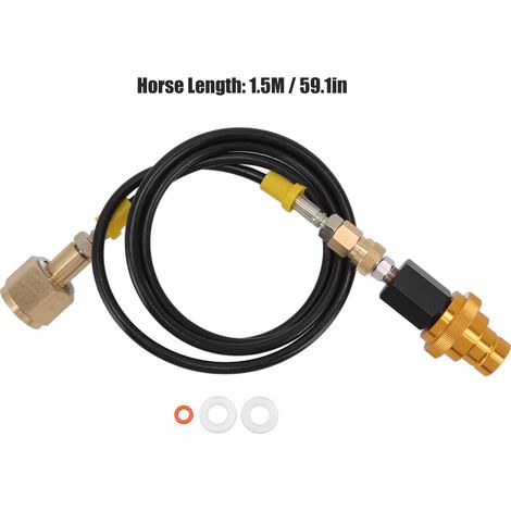 Ortviai Tuyau d’adaptation pour machine à eau gazeuse 1,5 m noir avec raccord rapide doré W21,8-14 compatible Terra et Art (1/4)