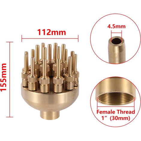 Buses de fontaine à fleurs à 3 couches (1 pouce) 1" 1,5" Filetage femelle Jet droit central réglable Tête d'arrosage en laiton pour jardin, piscine et aménagement paysager (1/5)