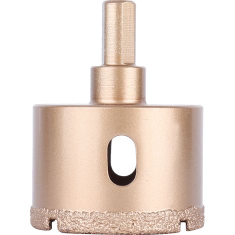 Foret diamant 50mm scie cloche brasée évacuation copeaux pour carrelage porcelaine verre marbre, kit perceuse (1/5)
