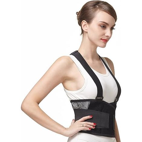 Ceinture lombaire de soutien avec bretelles/sangles d'épaule (1/4)