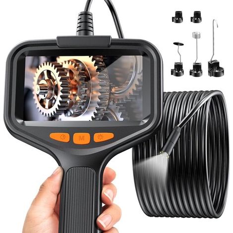 Cámara endoscópica 4,3 pulgadas, cámara HD 1080p inspección tuberías, 8 luces cámara endoscópica industrial impermeable IP67, alcance 5 metros (1/5)