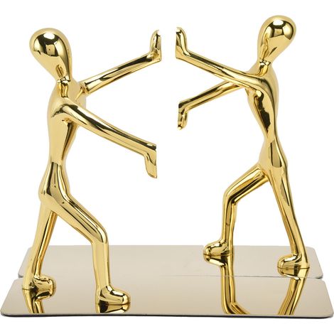 Set aus 2 goldfarbenen, statuenförmigen Buchstützen im europäischen Stil, dekorative Ablage für Zuhause, Inneneinrichtung (1/5)
