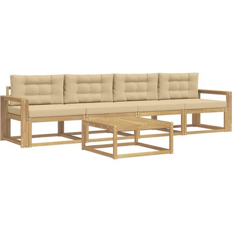 Ensemble de canapés d'extérieur 4 pc Blanc et Beige vidaXL