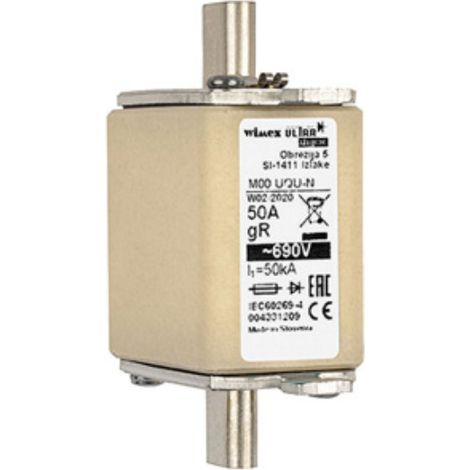 Fusibile NH 1 gR/aR, super rapido, con percussore, 690V 125A - Wimex 5521525 (1/2)
