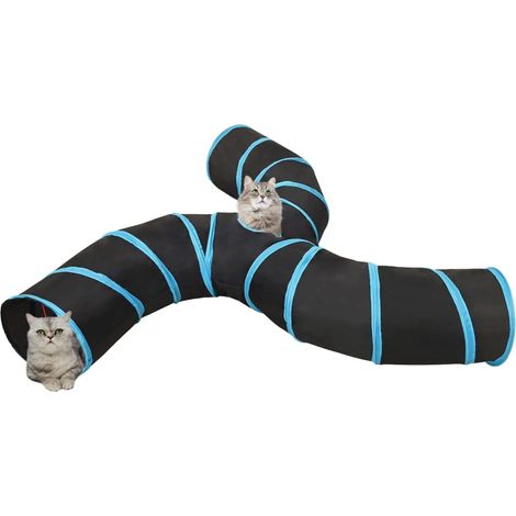Maison Exclusive - Katzentunnel 3-Wege Schwarz und Blau 25 cm Pol
