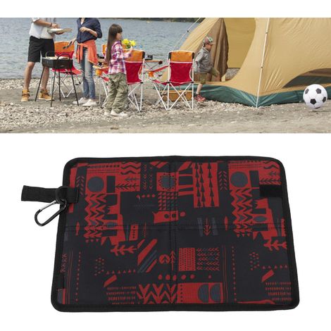 Coussin de siège de camping pliable imperméable et léger pour activités outdoor, picnics et backpacking, en tissu Oxford noir, dimensions 35.5x25.5cm. (1/5)
