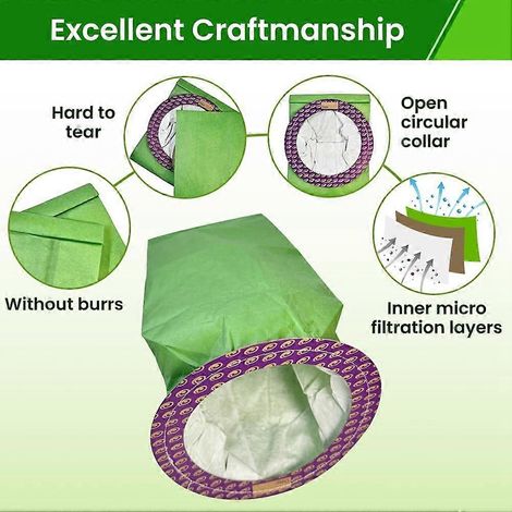 20 sacs microfiltres 100431 pour aspirateur dorsal ProTeam 6 pintes : Super QuarterVac, QuietPro BP, AviationVac, ProVac BP, (1/5)