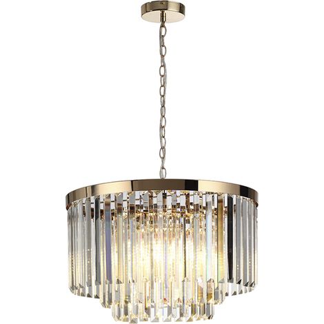 Lámpara de techo OLFUS 5xE14 45d cristal/dorada (1/2)