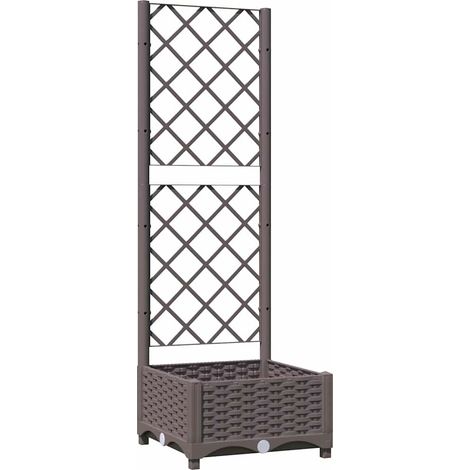 Maison Exclusive - Fioriera da Giardino con Graticcio Marrone 40x40x121,5 cm in PP (1/5)