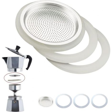 3 Tazze Guarnizione e Filtro Caffettiera Universale per Moka (3 tazze) 53326