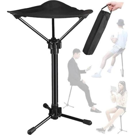 10PCS Tabouret plian Télescopique - Hauteur réglable 60-79 cm - Charge jusqu'à 150 kg - Noir Noir noir TABOURET (1/3)