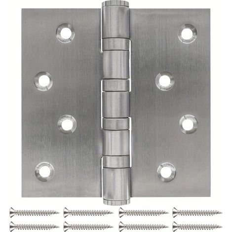 6 Pièces Charnières à Roulement Robustes 10,16 cm  Acier Inoxydable à Coins Carrés, Finition Satinée Nickel Brossé, pour Portes Battantes et Portails Intérieurs/Extérieurs (1/4)