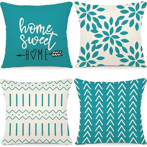 Lot de 4 45x45CM Housse Coussin Décoratif Canapé Taie d'oreiller Decoration Canapé Housses de Coussin en Lin d'extérieur Housse de Coussin Décoration pour Chambre, canapé, Chaise, Lit,Jardin (1/5)