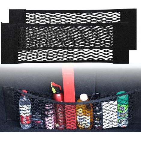 Rete portabagagli per auto - Rete universale di protezione per il bagagliaio - 60 x 25 cm - Adatta alla maggior parte dei modelli di auto - Include borsa per il trasporto - Set da 2 (1/5)