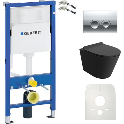GEBERIT WC Set mit Vorwandelement, Wand-WC und Spülknopf