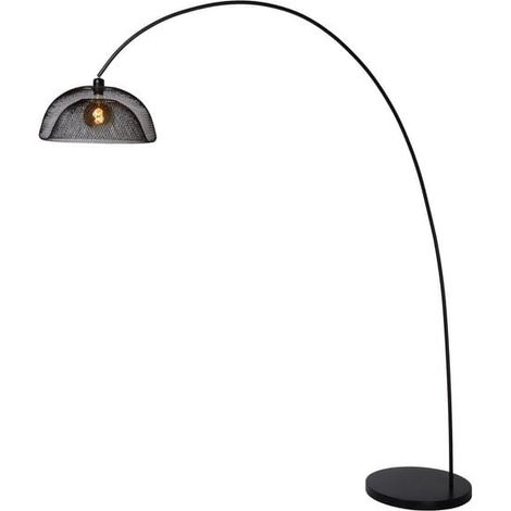 Lampada da terra ad arco Lucide Mesh nera metallo E27 60W (1/5)