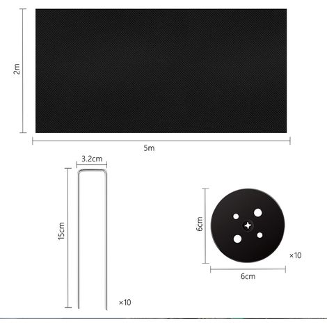 Toile de Paillage Feutre Geotextile 10m² (2mx5m), avec Anti-Déchirure et Anti-Ultraviolette Perméable Paillage Jardin, Toile paillage 50g/m², La Geotextile Peut remplacer Les Desherbant (1/5)
