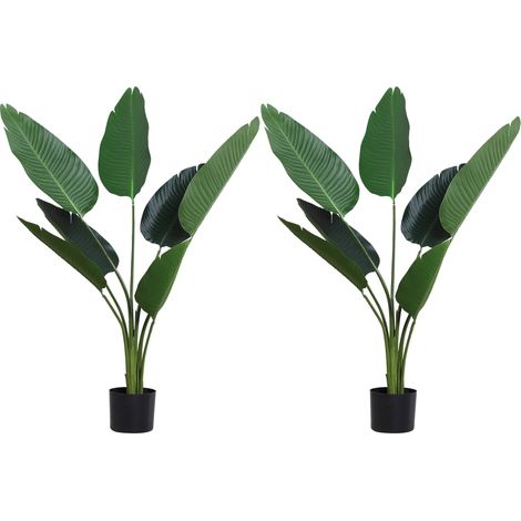 2 palmas artificiales 120 cm plantas artificiales árboles artificiales con 7 hojas y maceta para decoración hogar oficina salón verde (1/5)