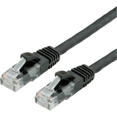 Value 21.99.1085 RJ45 Câble réseau, câble patch CAT 6 U/UTP 10.00 m noir 1 pc(s) (1/4)