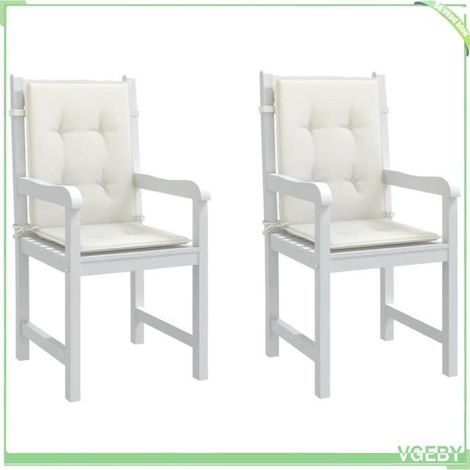 4002451 Coussins de chaise à dossier bas lot de 2 crème mélangé tissu (1/5)