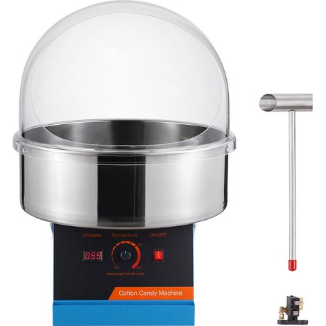 Mophorn 1000 W elektrische Zuckerwattemaschine, kommerzielle Zuckerwattemaschine mit Edelstahlschüssel, Abdeckung, Zuckerschaufel, Heimgebrauch (blau)
