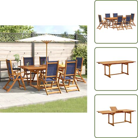 Comedor exterior - vidaXL Juego comedor de jardín 7 pzas madera maciza acacia y textileno - Comedor de jardín