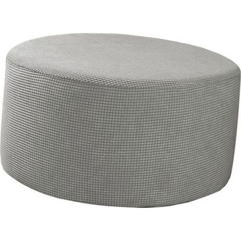 Housse stretch ronde pour pouf/pied tabouret, gris Femeo (1/4)