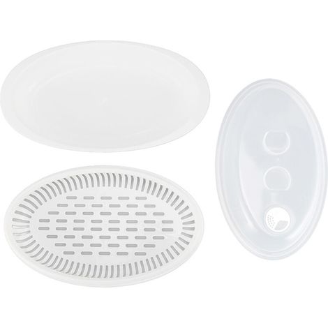Fish Steamer Plate with Steaming Basket Container and Lid for Kitchen, Made of Food-Grade PP Material, Heat Conduction (1/5)