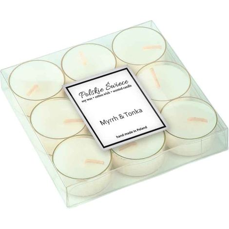 Scalda-soia aromatici a'9 Candeline tealight alla mirra e fava tonka