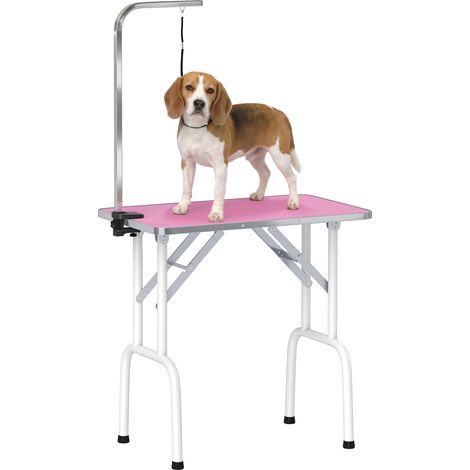 PawHut Foldable Dog Grooming Table Adjustable Arm for Small Dogs 81x49x80 cm