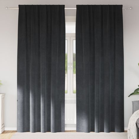 Rideaux occultants, lot de 2, gris clair, 140 x 225 cm, velours. (1/5)