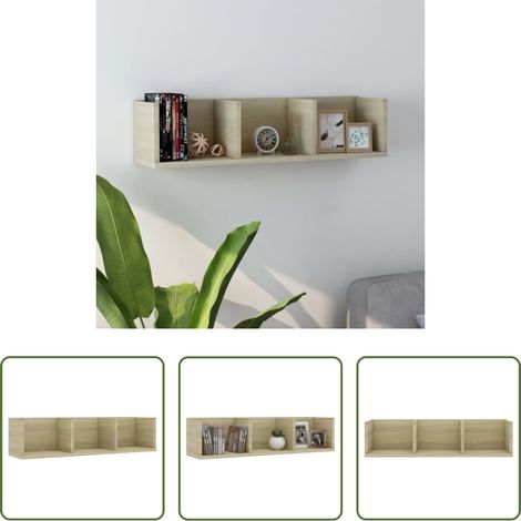Étagère DVD - Étagère murale à CD Chêne sonoma 75x18x18 cm Bois d'ingénierie (1/5)